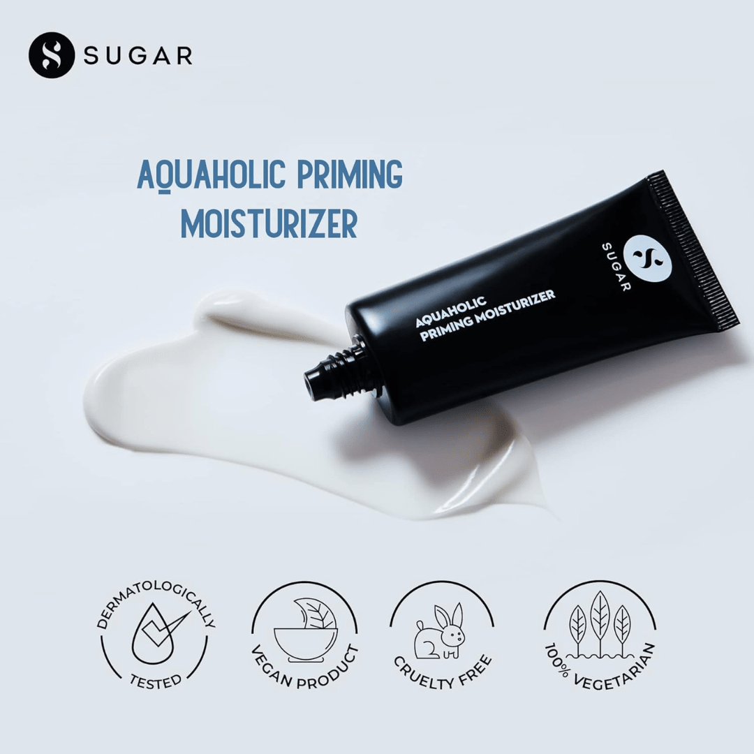 SUGARAQUAHOLICRIMER - SUGAR Cosmetics Aquaholic 2 in 1 Priming Moisturizer | Non - greasy | Lightweight Formulation | 30 ml - Looknstyle