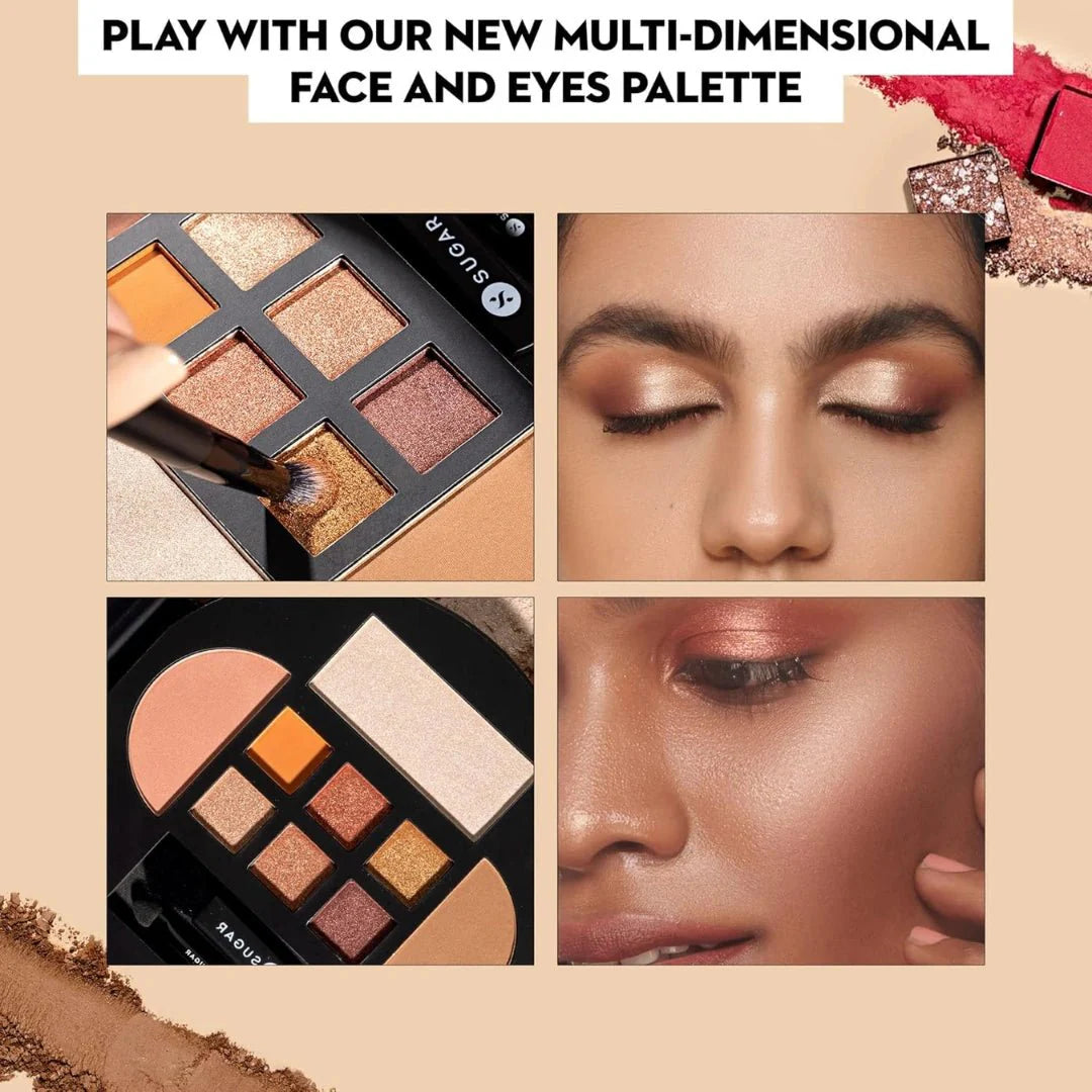 SUGAR Cosmetics Contour De Force Eyes And Face Palette | Pigmented, Long - lasting & Smudgeproof | Includes Blush, Bronzer, Highlighter and 6 Eyeshadow shades - 01 Warm Win | 20.3 gm - Deals999