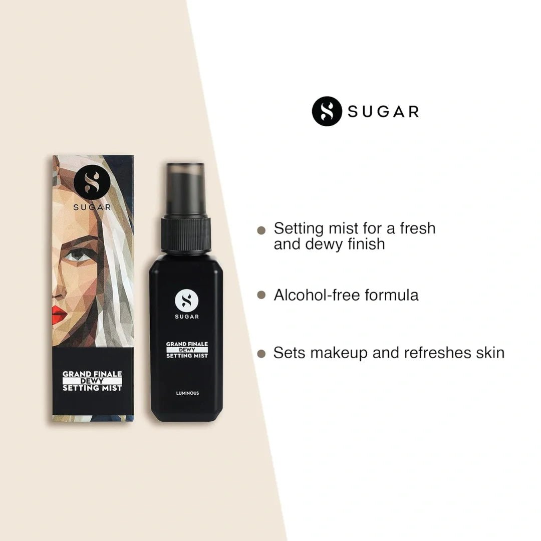 sugar mist-1 - SUGAR Cosmetics Grand Finale Dewy 2 in 1 Setting Mist For Long lasting Makeup and Sun Protection | Paraben Free - 50 m - Looknstyle