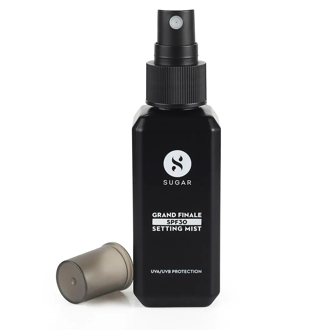 sugar mist-spf30 - SUGAR Cosmetics Grand Finale Dewy 2 in 1 Setting Mist For Long lasting Makeup and Sun Protection | Paraben Free - 50 m - Looknstyle