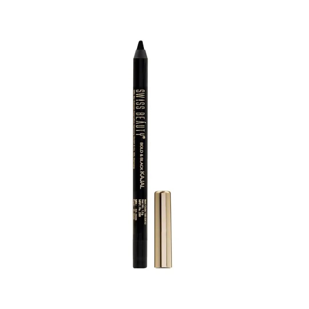 SWISS kajal 2in1 bold - Swiss Beauty Bold & Black Kajal 24Hours Wear, Eye Makeup, Black, 1.2G - Looknstyle