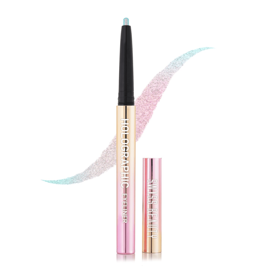 siwss beauty holographic liner 04 nebula - SWISS BEAUTY Holographic Shimmery Pencil Eyeliner | Waterproof, Smudge Proof, Long Lasting Eyeliner With Easy Application | Shade - Milky Way, 0.2G, Assorted - Looknstyle