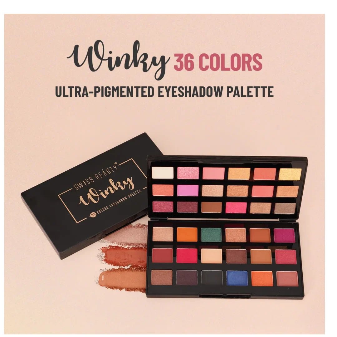 SWISSBEAUTYEYESHADOW36COLOUR02 - Swiss Beauty Winky 36 Color Eyeshadow Palette | Long - lasting | 36 Highly Pigmented Shades | Multicolor - 02 60gm - Looknstyle