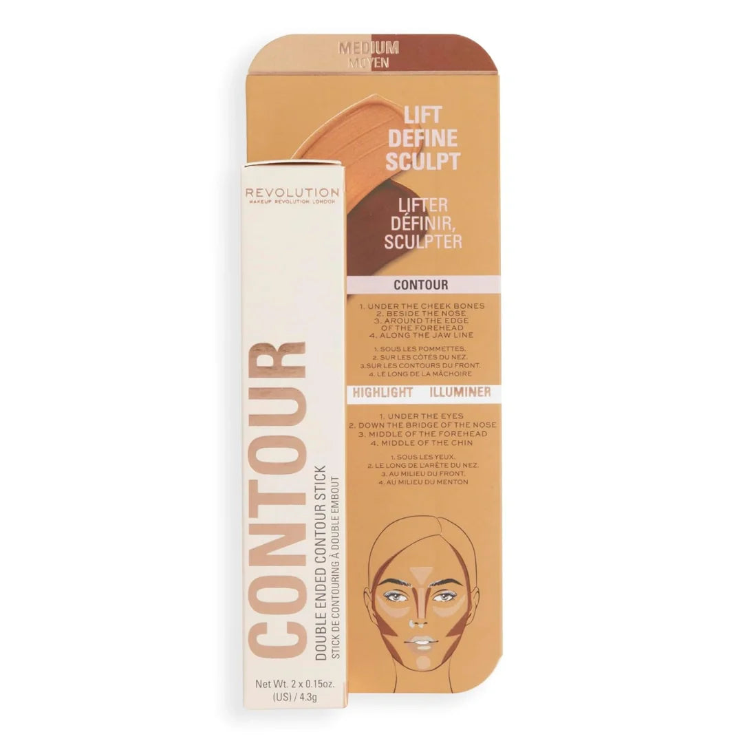 Revolution Fast Base Contour Stick Medium For Face Shaping, Long Lasting & Waterproof Contour Sticks Kit for Non-greasy Face Makeup (Medium) Paraben & Cruelty Free-4.8g