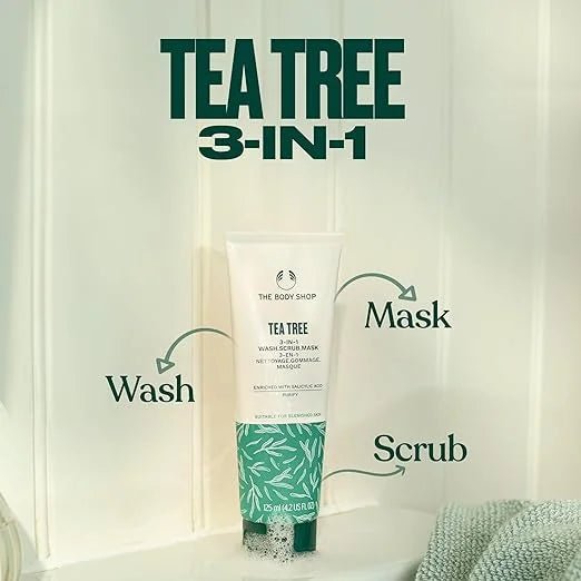 bd203 - The Body Shop Tea Tree 3 in 1 Wash Scrub Mask, 125ml - Looknstyle