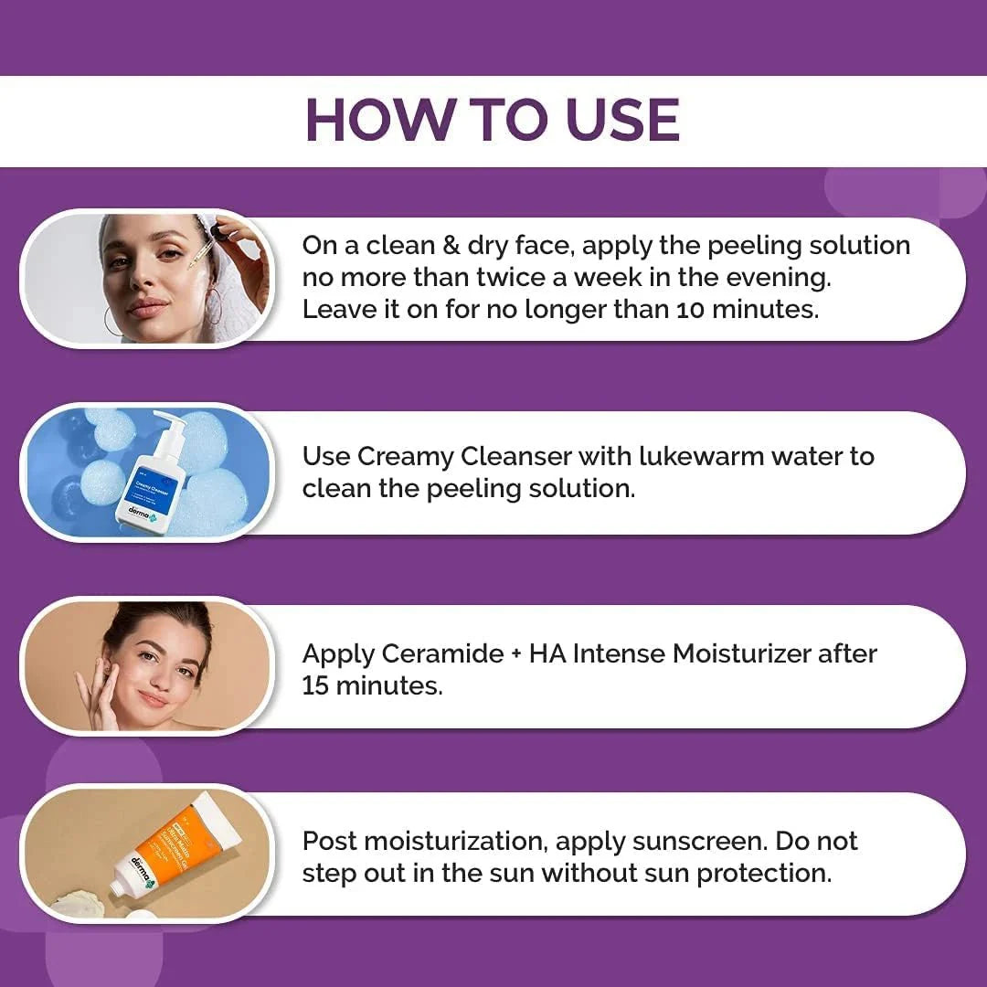 The Derma Co 15% AHA + 1% BHA Beginner Repairing, Radiant Skin, Exfoliating, Removes Impurities Face Peeling Solution for 10 - Minute Weekly Exfoliation - 30ml - Deals999