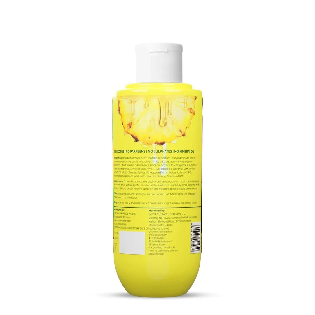 The Plant Fix Plix Pineapple 5% Lactic Acid Exfoliating Body Wash For All Skin Types, Paraben - Free Shower Gel, For Dry, Rough & Strawberry Skin, 236 Ml - Deals999