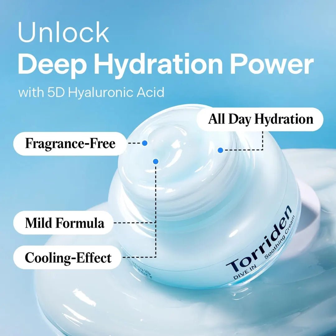 TORRIDENDIVEINSOOTHINGCREAM - TORRIDEN DIVE - IN Low - Molecular Hyaluronic acid Soothing Cream 3.38 fl oz | Facial Moisturizer Gel for Sensitive, Dry Skin | Fragrance - free, Alcohol - free, No Colorants | Vegan, Clean, Cruelty - Free - Looknstyle
