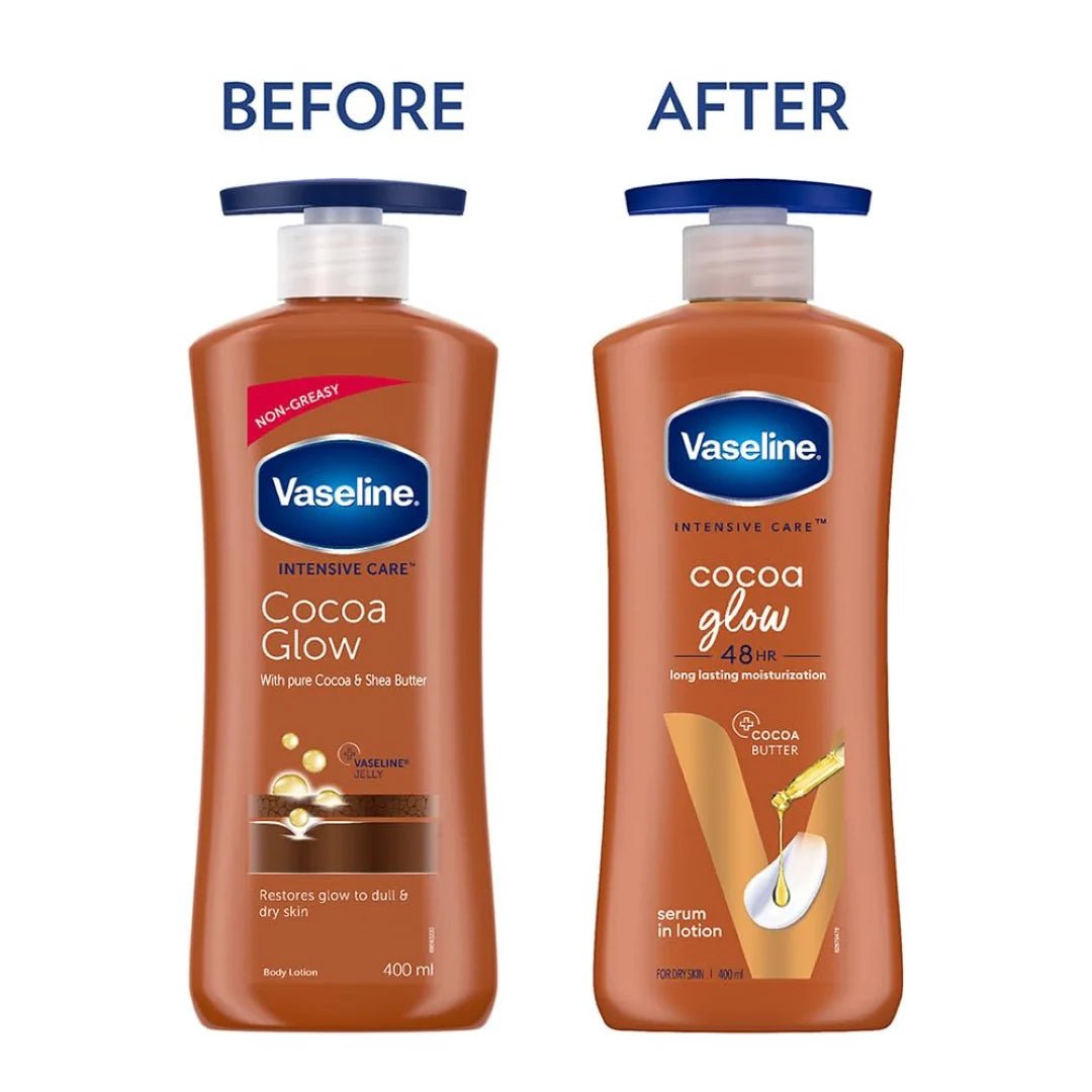 vasecoglsrlo - Vaseline Cocoa Glow Serum In Lotion, 400 ml | 100% Pure Cocoa & Shea Butter - Looknstyle