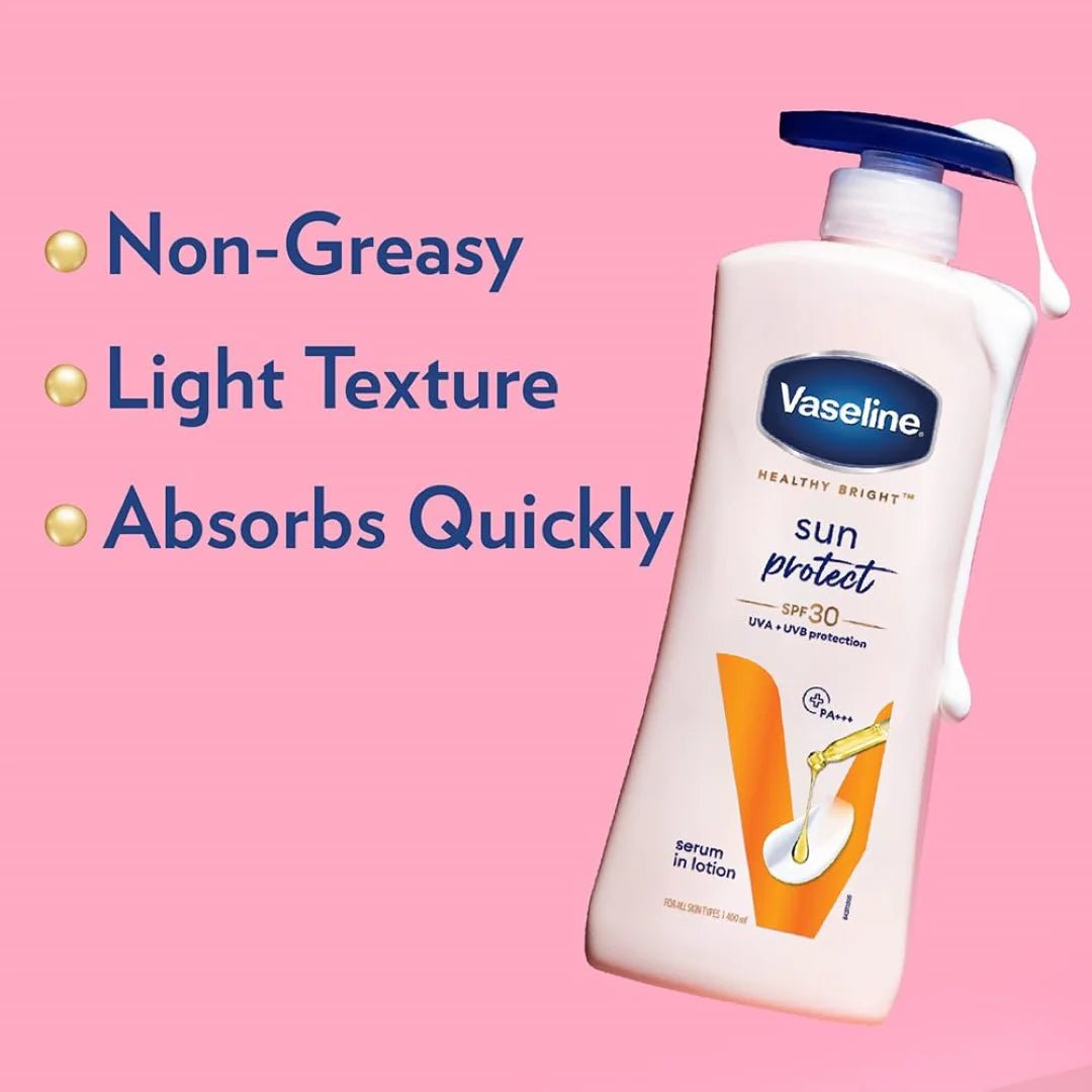 vase7 - Vaseline Healthy Bright, Sun + Pollution Protection Daily Moisturizer, 400ml, for Glowing Skin, 2 - in - 1 Body Lotion with SPF 30, Fast Absorbing and Non - sticky, for Dry Skin, for Men & Women - Looknstyle
