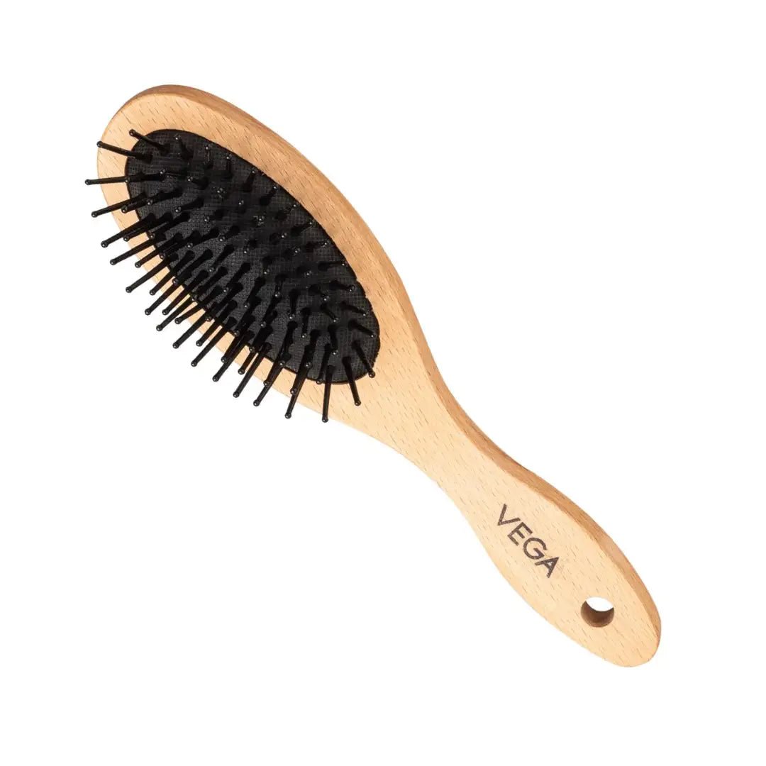 vegabrushR4-CB - Vega Compact Wooden Hair Brush for Men and Women with Travel Friendly, (R4 - CB) - Looknstyle