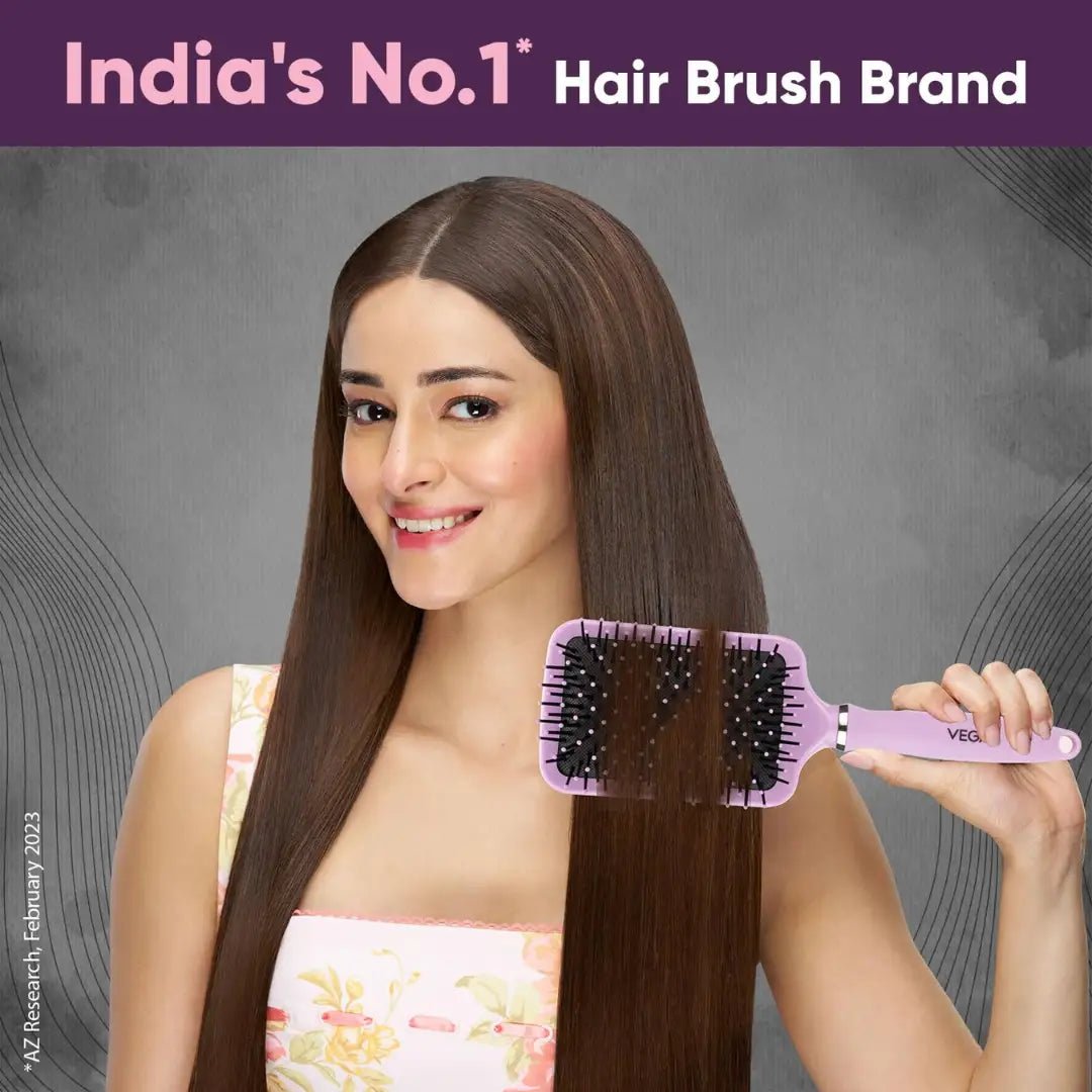 VEGABRUSHE32-PB - Vega Paddle Hair Brush for Men & Women| Wide Detangler Brush for Long, Thick & Curly Hair | Smooth & Shiny Finish | Hair Comb for Men | (India's No.1* Hair Brush Brand, E33 - PB) - Looknstyle
