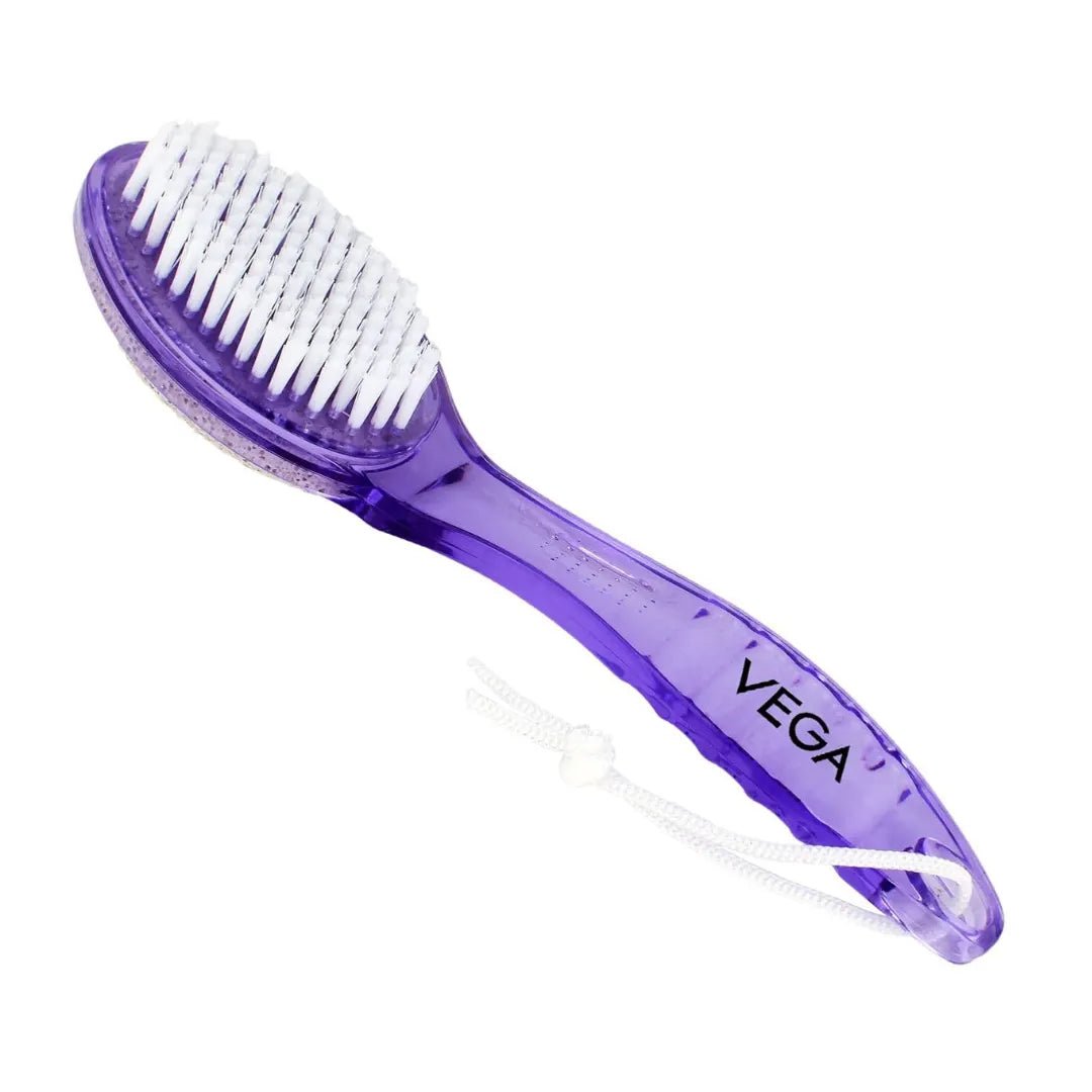 VEGASTONEANDBRUSHPD-01N - Vega Pumice Stone/Nail Brush with Handle, Color May Vary pink - Looknstyle