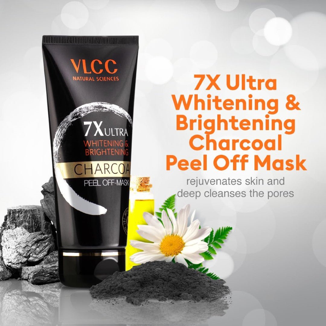 vlcc7xulra - VLCC 7X Ultra Whitening & Brightening Charcoal Peel Off Mask - 100g | With Vitamin E, Rosewater, Lemon Peel Oil | Deep Cleansing, Removing Blackheads, Fade Dark Spots & Skin Nourishment. - Looknstyle