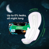 whis12 - WHISPER BINDAZZZ NIGHTS SANITARY PADS, 20 XXXL PADS, UPTO 0% LEAKS ALL NIGHT LONG, FOR HEAVY FLOW, 75% LONGER & WIDER BACK, COMFORTABLE CUSHIONY SOFT WINGS, DISPOSABLE WRAPPER - Looknstyle