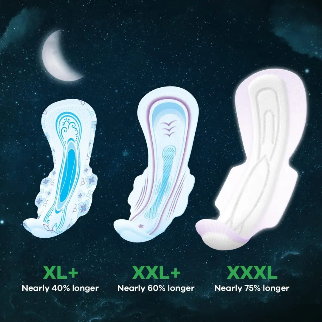 whis12 - WHISPER BINDAZZZ NIGHTS SANITARY PADS, 20 XXXL PADS, UPTO 0% LEAKS ALL NIGHT LONG, FOR HEAVY FLOW, 75% LONGER & WIDER BACK, COMFORTABLE CUSHIONY SOFT WINGS, DISPOSABLE WRAPPER - Looknstyle