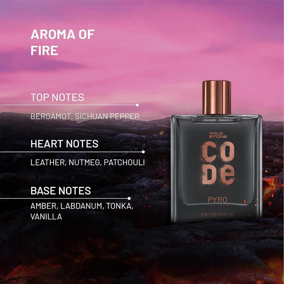 code2 - WILD STONE CODE Pyro Eau De Parfum For Men, 100Ml|Bold, Intense & Vibrant Fragrance| Luxury Men Perfume With Long Lasting Aroma, Scented, Spray - Looknstyle
