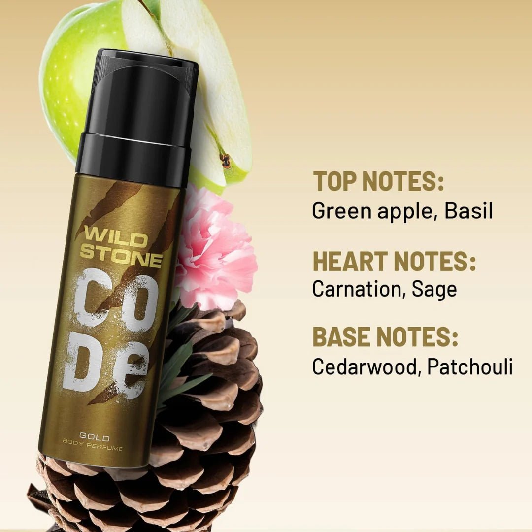 wdcdgldstlirdm - Wild Stone code steel, iridium and gold body perfumes for men (120ml) - Looknstyle