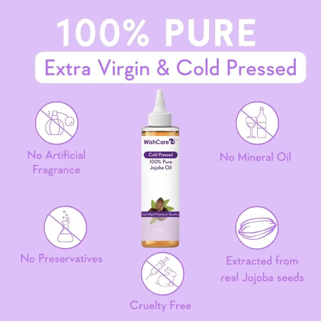 wishcarejojobaoil100ml - WishCare® Pure Cold Pressed Natural Unrefined Jojoba Oil - Moisturizer for Skin, Hair and Nails - 100 M - Looknstyle