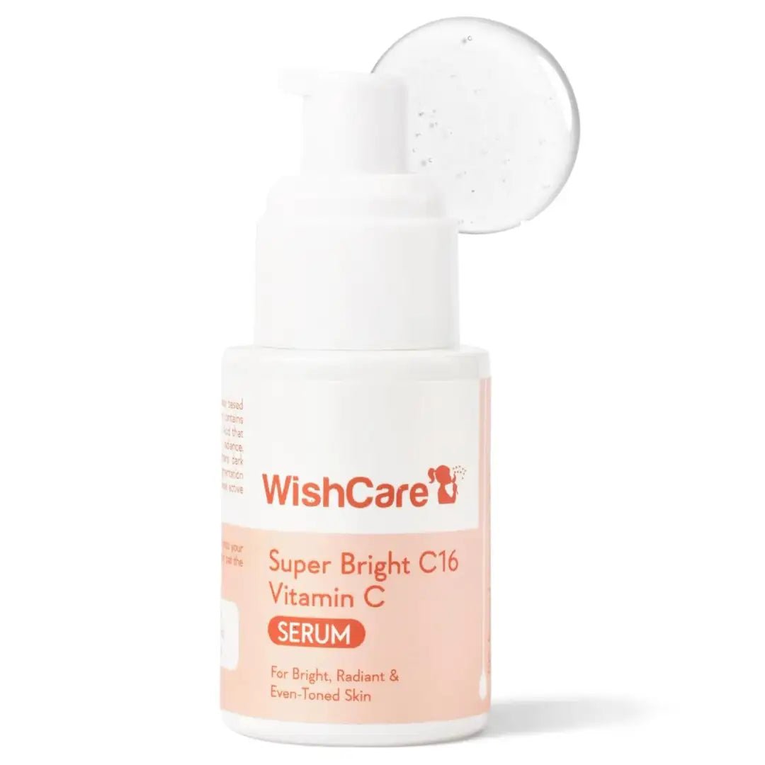 WISHCAREVITCSERUM30ML - WishCare Super Bright C16 10% Vitamin C Serum For Glowing Skin | With 10% Vitamin C, Niacinamide & Kojic Acid | Face Serum For Women & Men | Reduces Pigmentation & Dark Spots | For Oily Skin, Dry & Combination Skin | 30ml - Looknstyle
