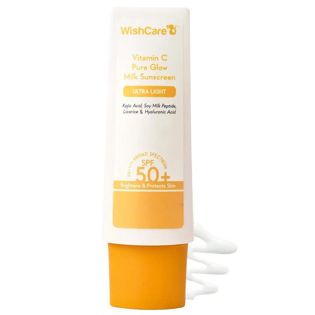 WISHCAREVITCSPF50 - WishCare with SPF 50 PA++++ In - Vivo Tested | Glowing Skin with Broad Spectrum Protection | Ultra Lightweight, Oil Free & No White Cast | For All Skin Types | 50g - Looknstyle