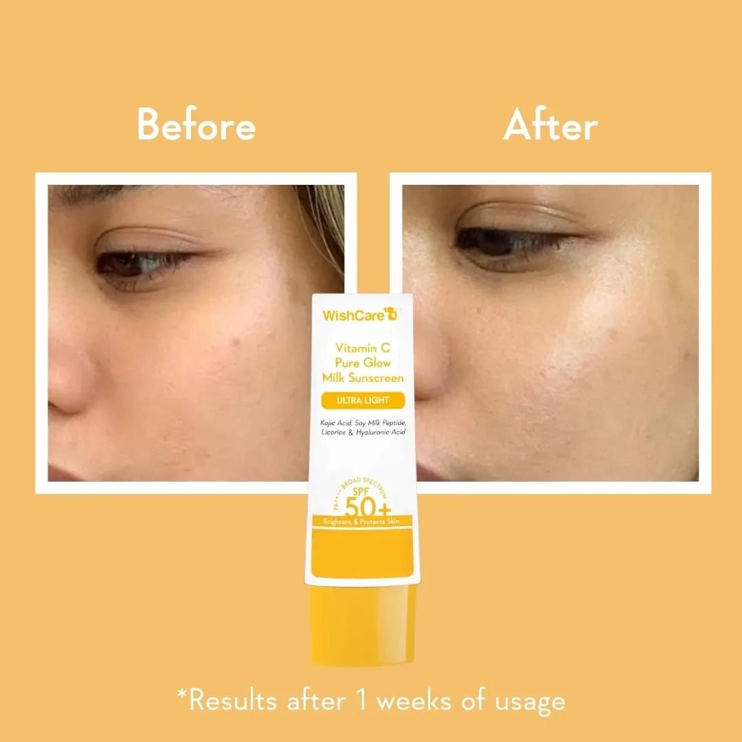 WISHCAREVITCSPF50 - WishCare with SPF 50 PA++++ In - Vivo Tested | Glowing Skin with Broad Spectrum Protection | Ultra Lightweight, Oil Free & No White Cast | For All Skin Types | 50g - Looknstyle