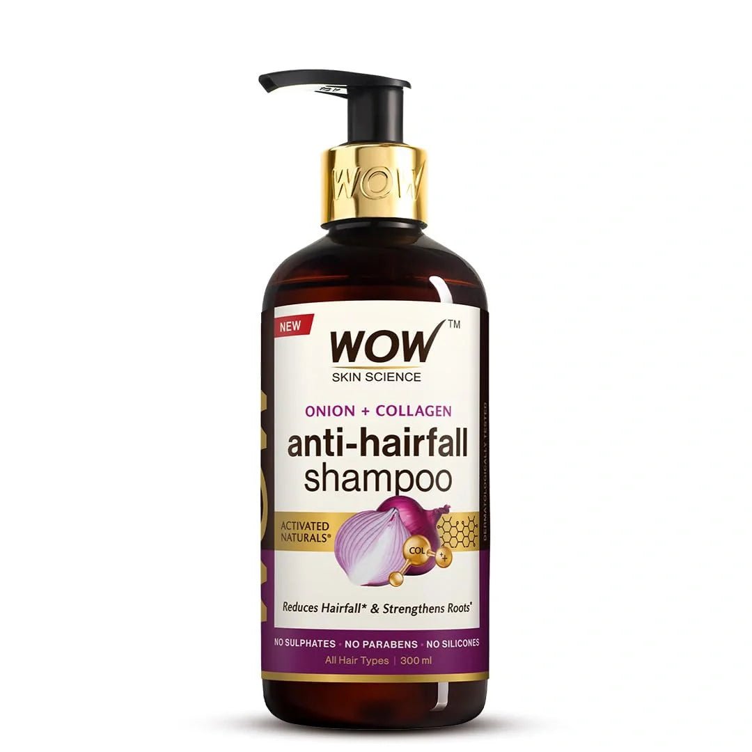 wow1 - WOW Skin Science Onion & Collagen Anti - Hairfall Shampoo (300ml) - Looknstyle