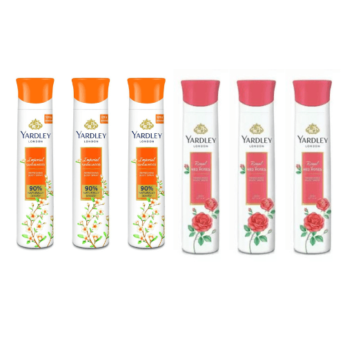 yd49 - Yardley London 3 - Sandal wood and 3 - Red Rose Deodorant Spray - For Women - Looknstyle