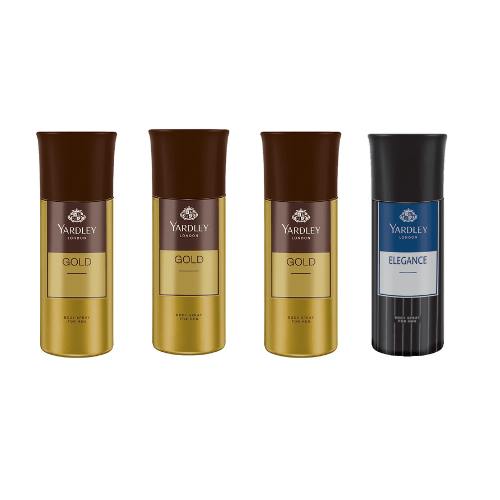 yd34 - Yardley London Gold - 3, Elegance - 1 Deo Combo For Men(Pack Of 4) - Looknstyle