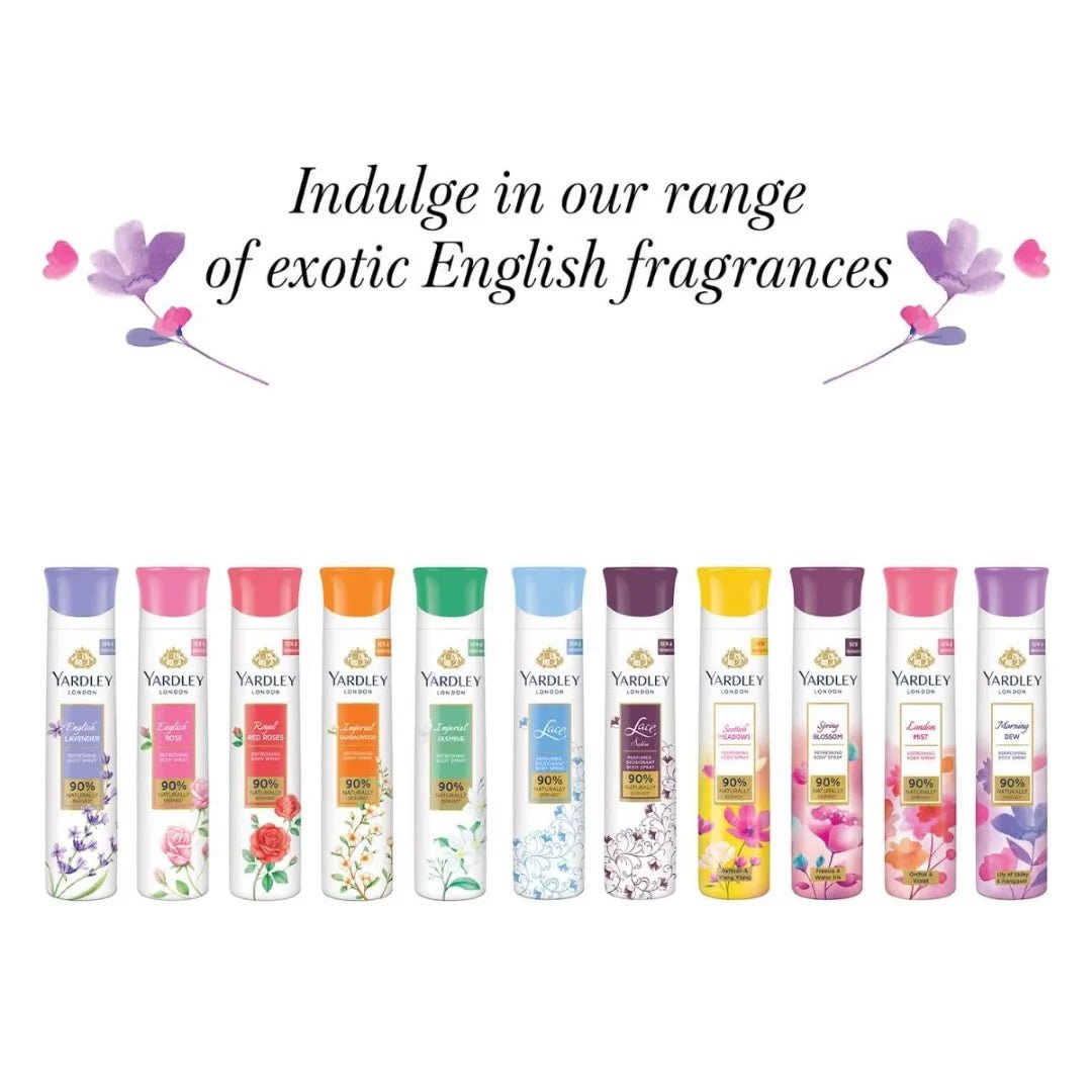 yd32 - Yardley London Imperial Sandalwood,Royal Red Roses and Lace satin Deodorant Spray For Women - 150ml (Pack of 3) - Looknstyle