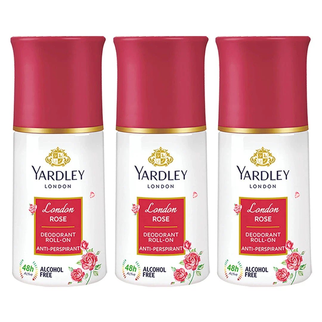 yard15 - Yardley London London Rose Deodorant Roll - on - For Men & Women - 50ml (Pack of 3) - Looknstyle
