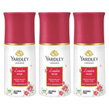 yard15 - Yardley London London Rose Deodorant Roll - on - For Men & Women - 50ml (Pack of 3) - Looknstyle
