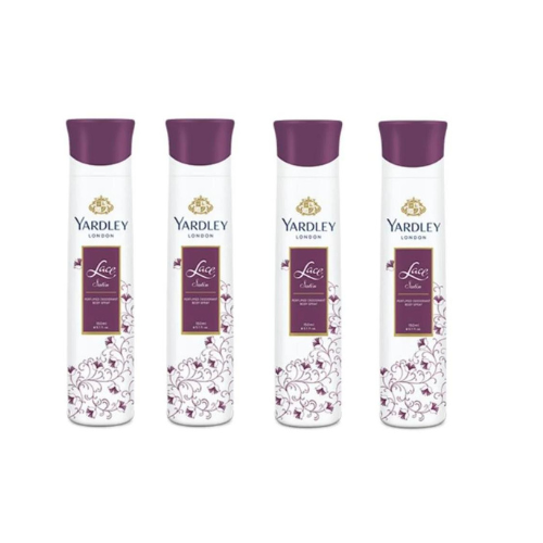 Yardley London Lace Satin Deodorant Spray - For Women (600 ml, Pack of 4)