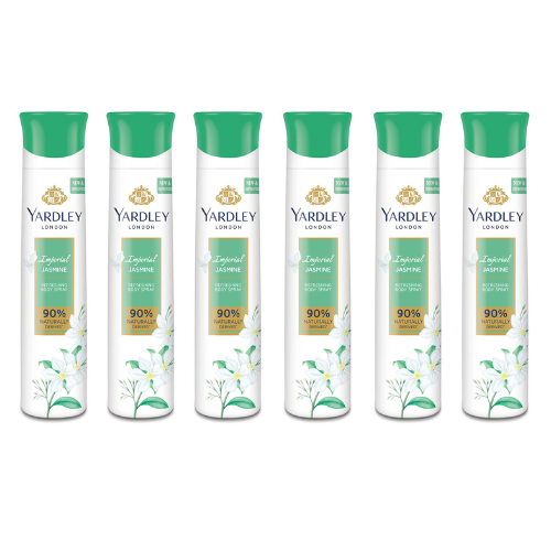 Yardley London Women Imperial Jasmine 150ML Each (Pack of 6) Deodorant Spray - For Women (900 ml, Pack of 6)